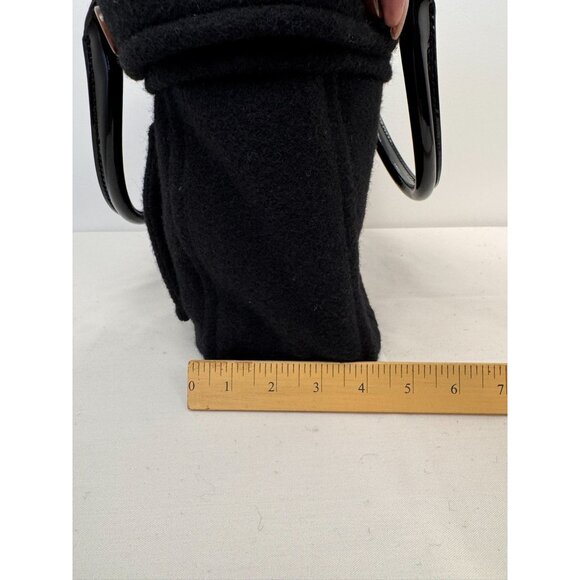 NWT Kate Spade Black Wool Button Tote Bag With Patent Leather Handles & Lined In - Picture 10 of 11